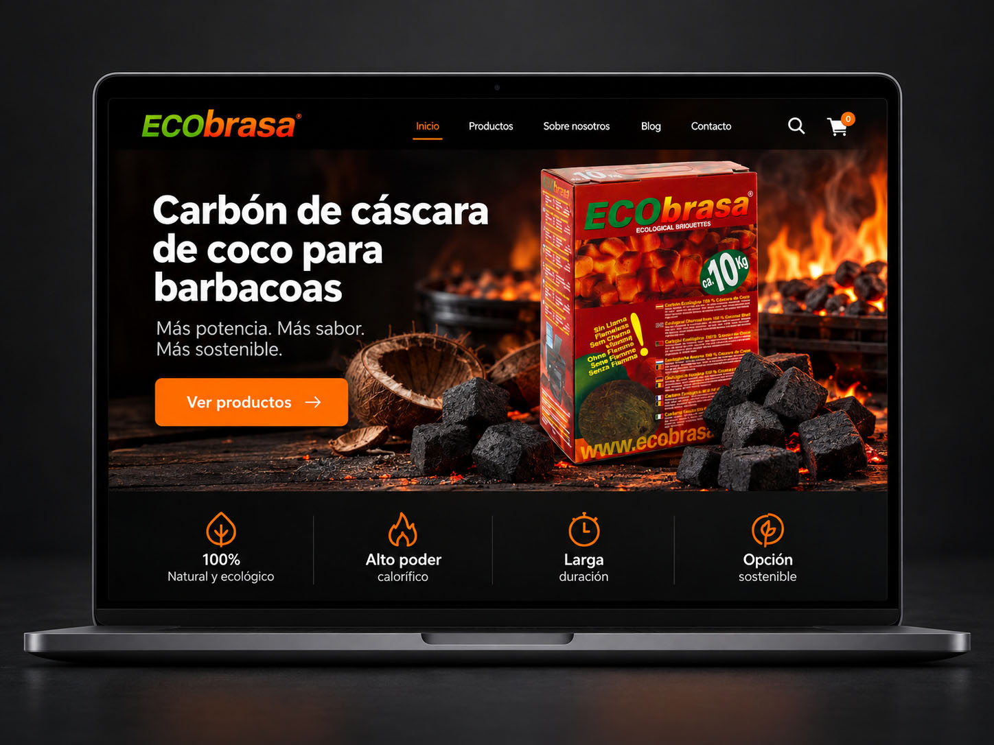 KranzStudio - Portfolio Ecobrasa Carbón de cáscara de coco para Barbacoas